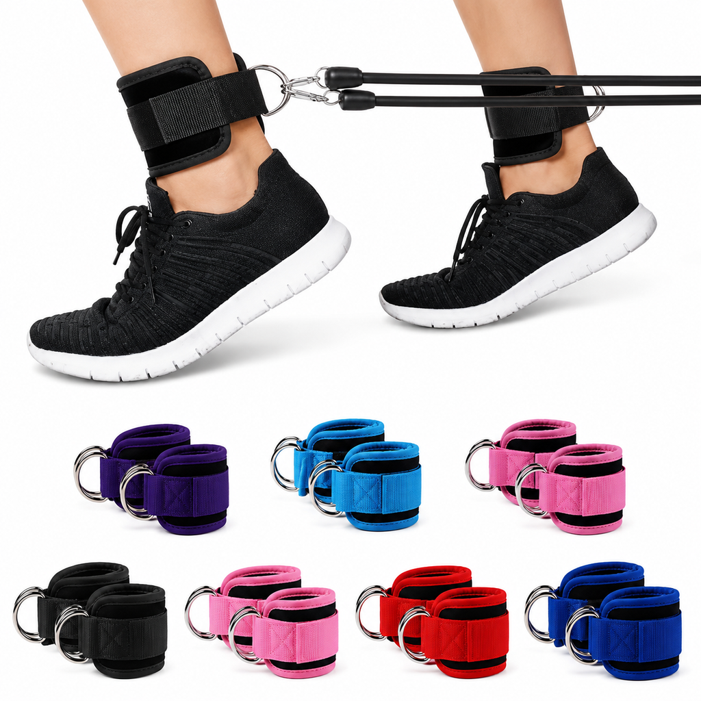 Ankle Straps for Cable Machine (Pair, D-Ring)