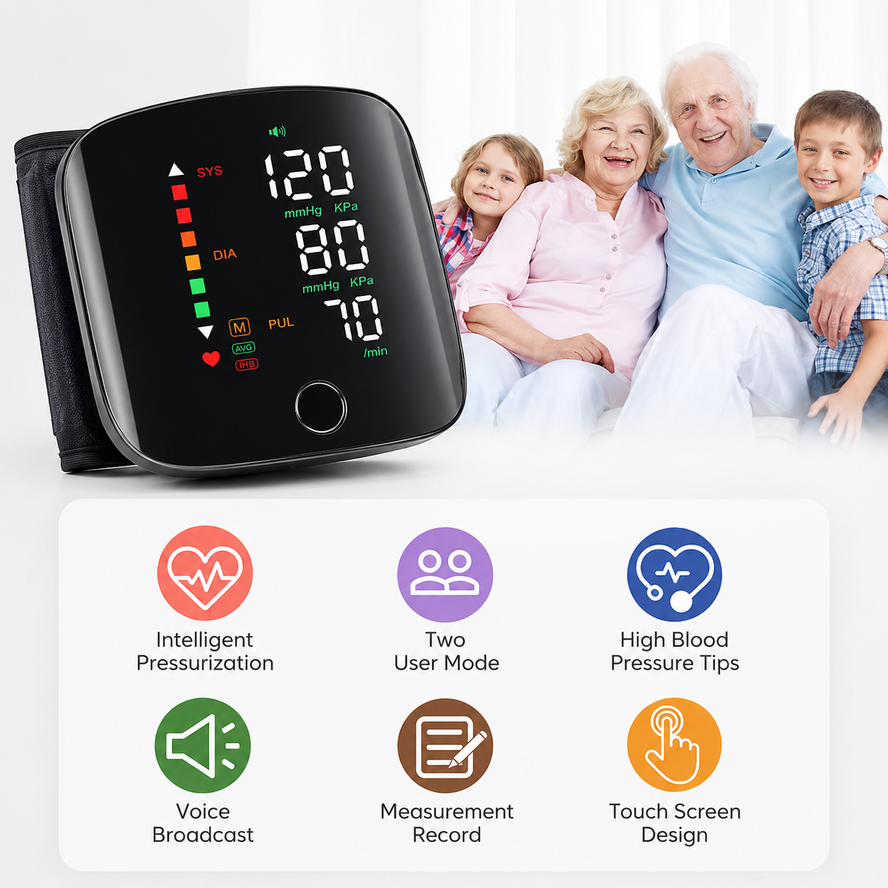 Smart Wrist Blood Pressure Monitor – Digital Home BP Tracker