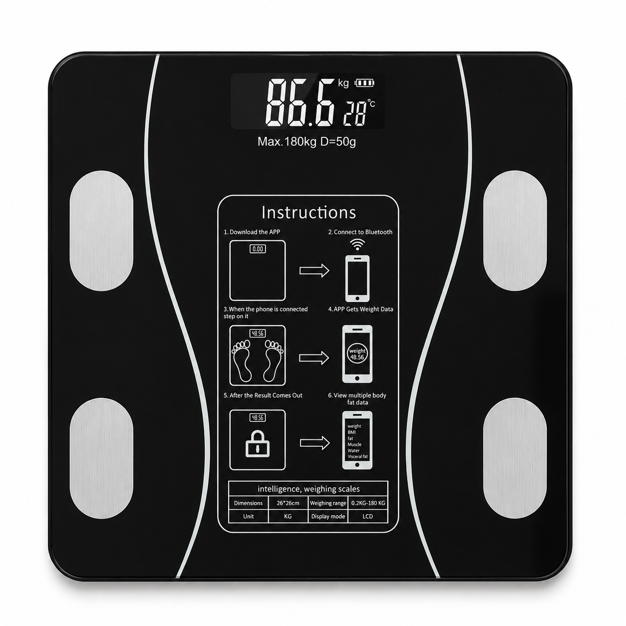 BMI Smart Scale (Bluetooth + App-Connected)