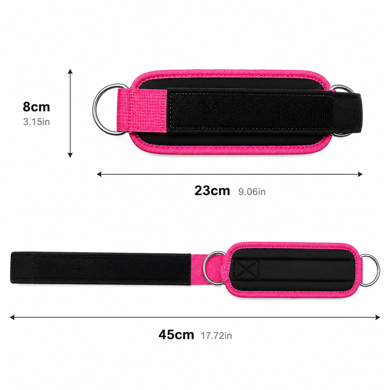 Ankle Straps for Cable Machine (Pair, D-Ring)
