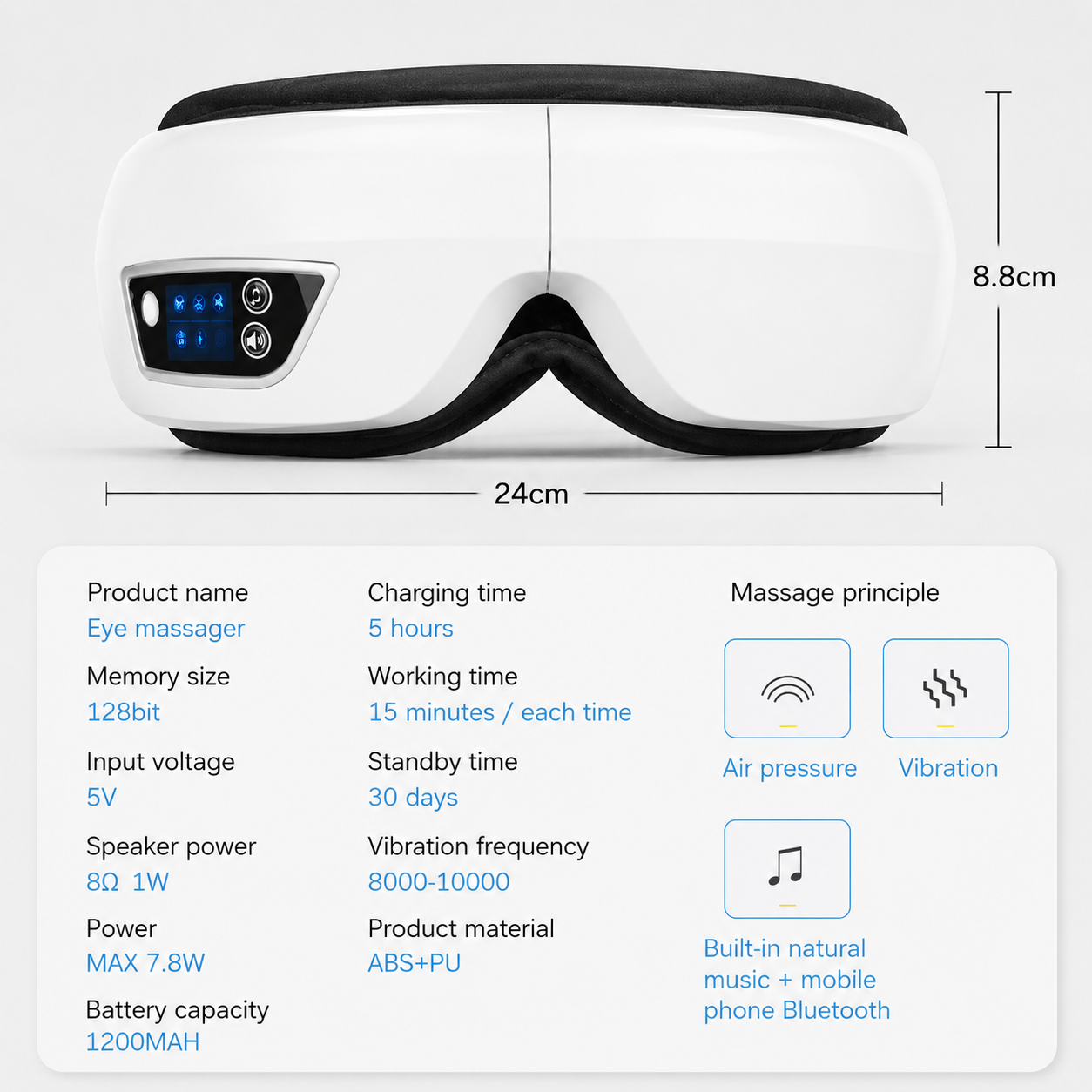 Heated Eye Massager – Vibration, Heat & Bluetooth Music