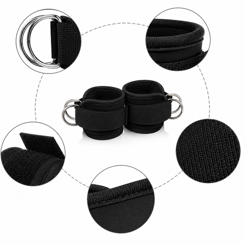 Ankle Straps for Cable Machine (Pair, D-Ring)