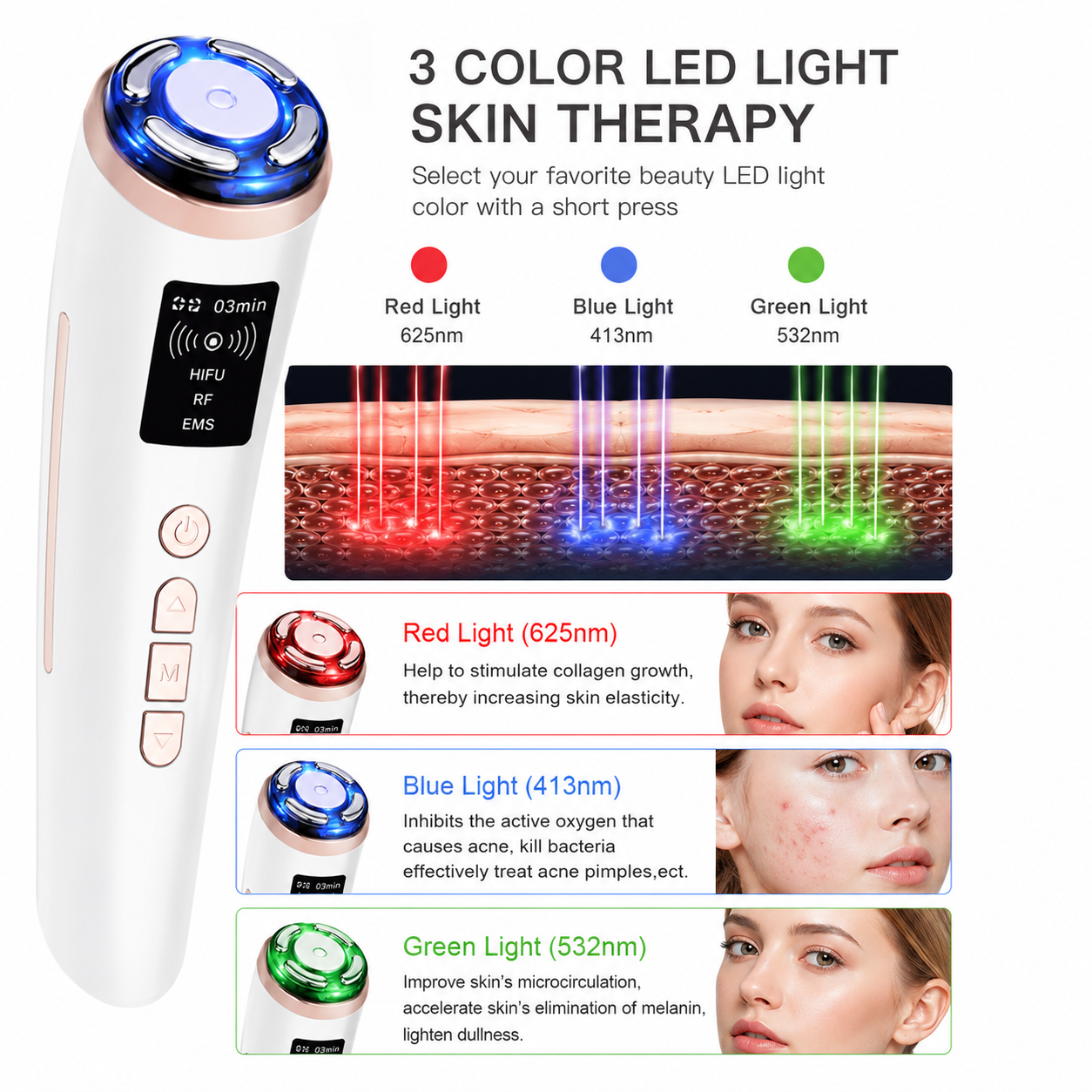 4-in-1 Collagen Boost Face Wand – EMS, LED, Ultrasound & Heat