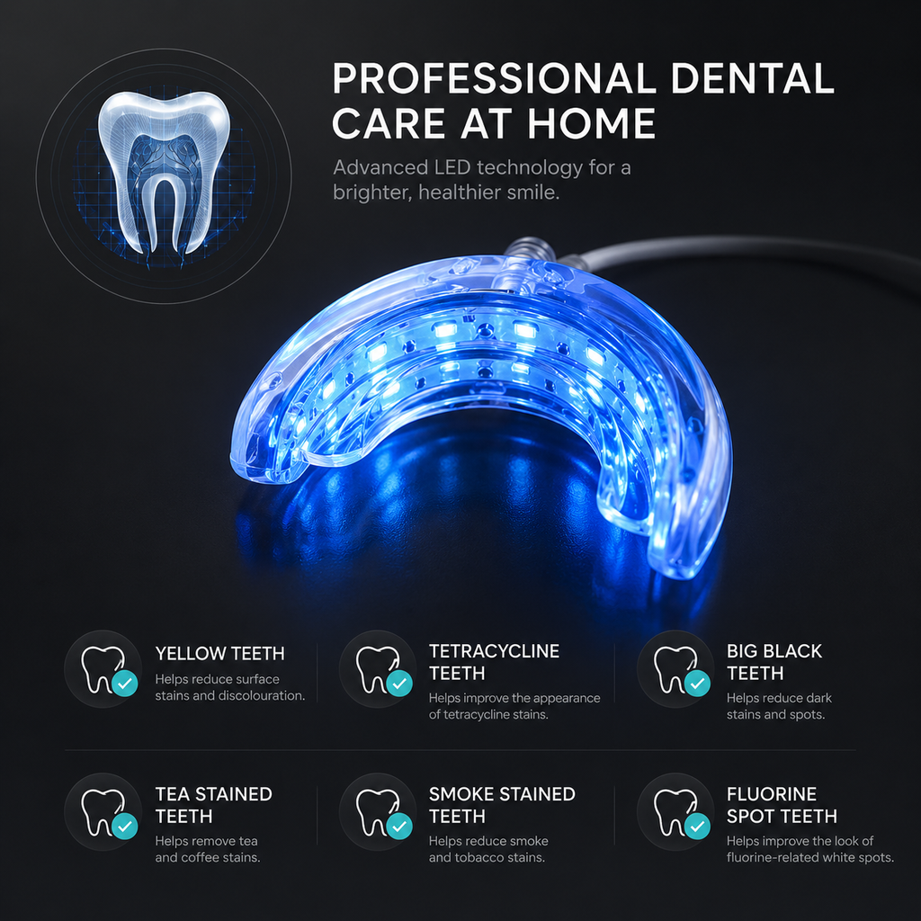 LED Teeth Whitening Kit – Home Whitening System with Tray & Light