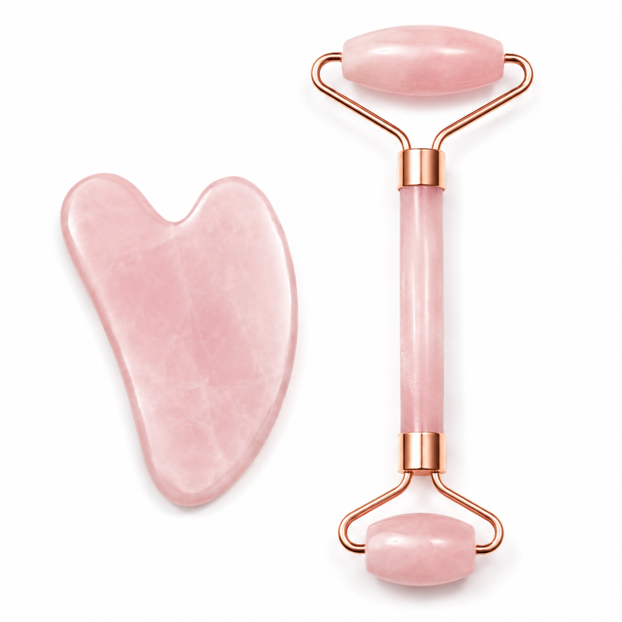 Rose Quartz Gua Sha & Face Roller Set